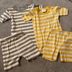 Hanna Andersson Kids striped pajamas- yellow and grey striped sets- size 6/7